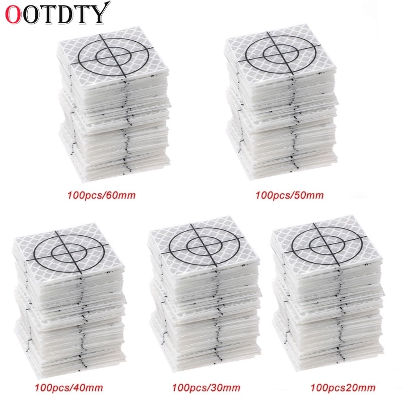 100 Pcs Reflector Reflecterende Tape Doelwit Totaal Station 20/30/40/50/60 Mm