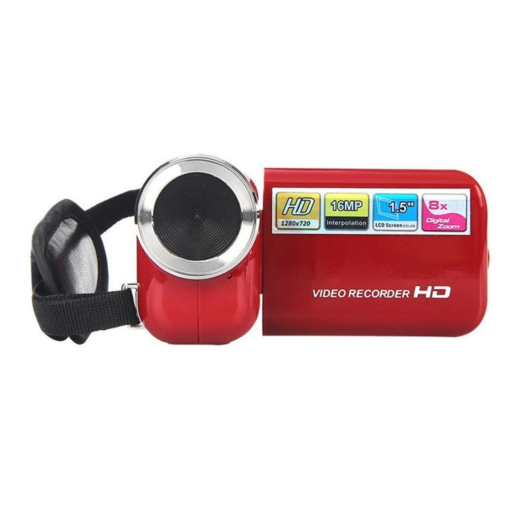 720P HD Didital Video Camera Camcorder 16x Digital Zoom Handheld Digital Cameras Portable Rotatable 2.0 LCD Home Camera: red