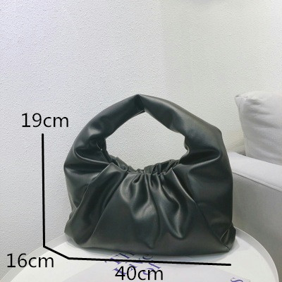 Pu skuldertasker til kvinder blødt læder håndtasker retro ensfarvet underarm tasker dame håndtaske skuldertaske: 2