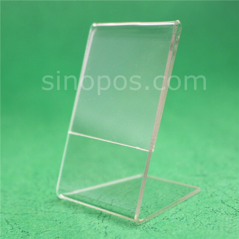 Acrylic Small Sign Holder 4x6cm, L-shape stand plastic glass ware jewelry advertising frame price tag signs card display plexi