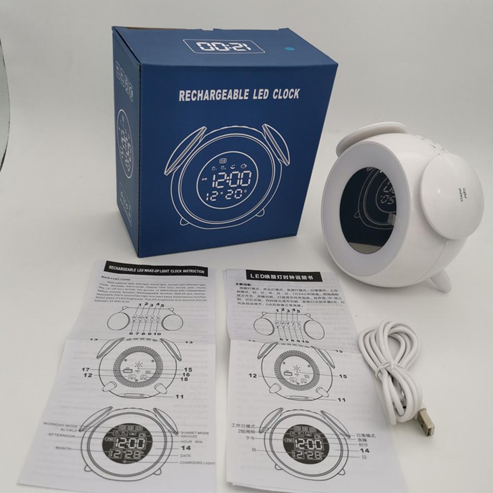 Zegar cyfrowy doprowadziło budzić w górę światło budzik lampa stołowa z trybem zachód słońca lampka nocna robić dekoracji sypialni dla dzieci biurko zegar