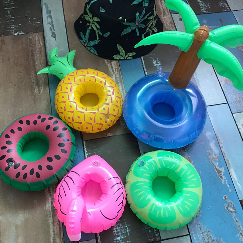 Tecknad uppblåsbar mini kopp kudde kokosnöt ananas vatten uppblåsbar leksak foto av vatten flytkoppen: Slumpvis