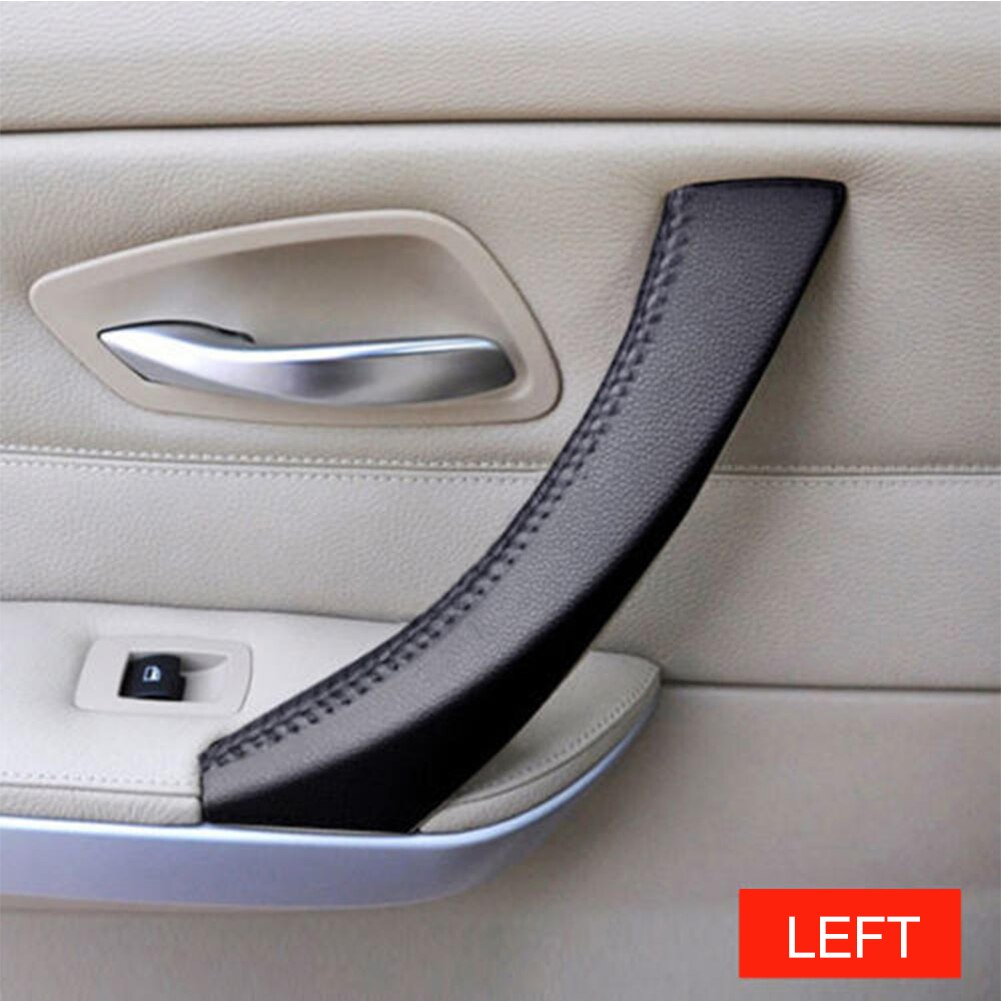 Cubierta de manija de Panel de puerta de cuero, embellecedor de tracción Interior derecha/izquierda para BMW Serie 3, E90, E91, E93, 2005-12, costura de piezas interiores de coche
