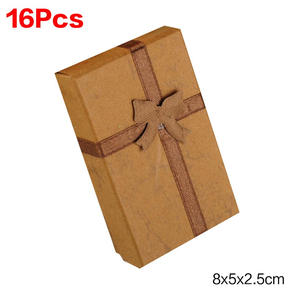16 teile/los Schmuck Kasten 8x5cm Schwarz Halskette Kasten für Ring Kasten Papier Schmuck Kasten Verpackung Armbinde ohrring Anzeige: Braun