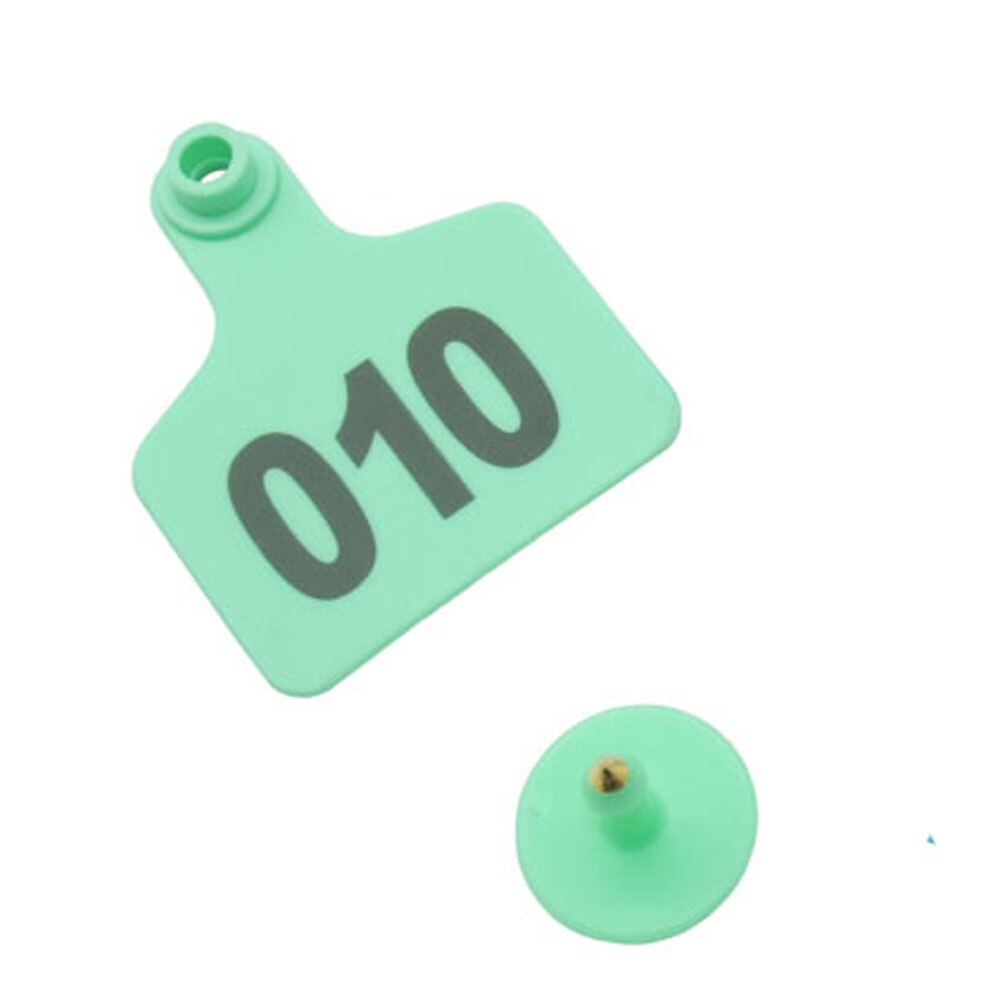 Farm Animal Cattle Ear No. 001-100 Digital Identification Card Label Signage Cow Ear Tag Copper Head Earrings Equipment 100 Pcs: Green
