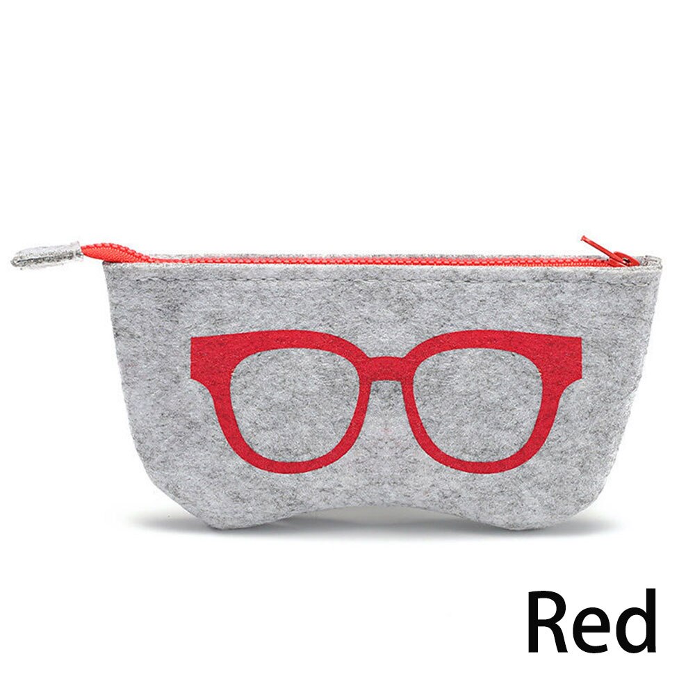 1pc unisex filt briller taske solbriller taske boks portatives blød lynlås soleil lunettes de soleil beskytter solbriller pose: Rød