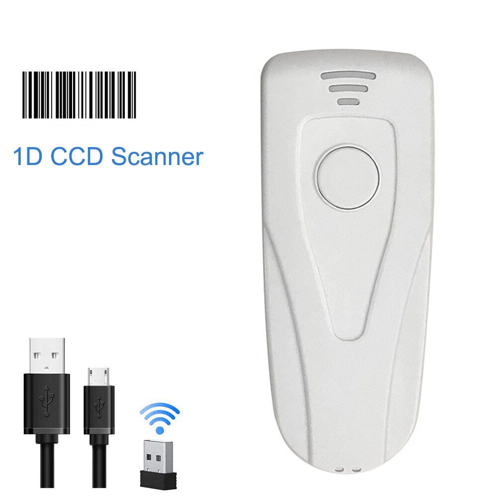 Mini Senza Fili di Bluetooth Scanner di Codici A Barre Scanner di Codici A Barre CCD Lettore di Codici A Barre Senza Fili Portatile One Size Luce Rossa: 1D CCD-White