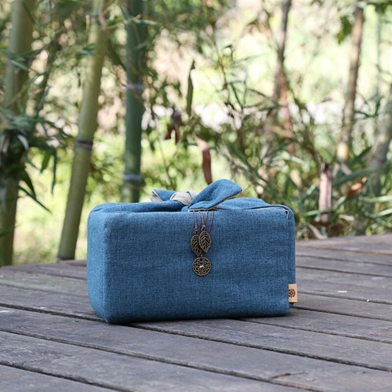 Borsa da viaggio portatile da viaggio borsa da tè per teiera tazza da tè tazza da tè in cotone e lino accessori per cerimonia del tè