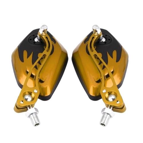 2Stck/einstellen 360 Grad Drehung Universal- Motorrad Rückspiegel Motorrad Rolle Rückansicht Seiten Zurück Spiegel 8 / 10mm: golden