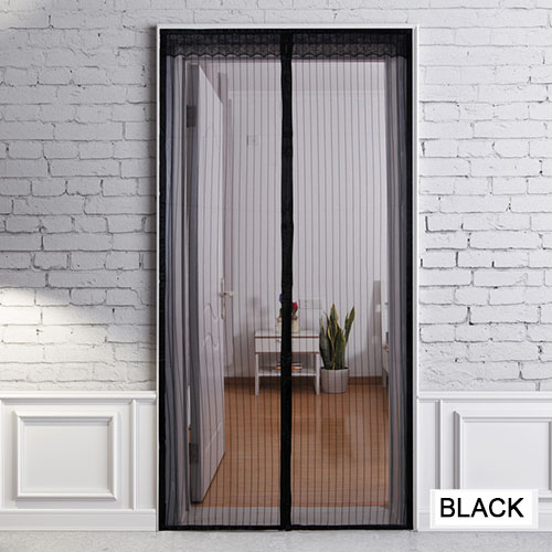 Magnetische Klamboe Deur Gordijn Netto Anti Fly Insect Mesh Bug Anti-Muggen Deur Scherm Magnetische Gordijn mesh: Black / 100x210cm