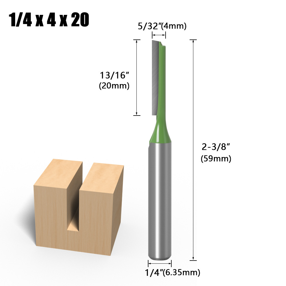 1/4 zoll 6mm Schaft Gerade Bit Fräser Einzigen Doppel Flöte Holz Schneider Hartmetall Router Bit Holzbearbeitung Werkzeug set: 6.35x3.96x20mm