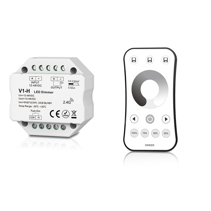 LED Strip Dimmer 12V 24V 15A Output PWM Wireless RF Switch ON OFF With 2.4G Dim Remote for 5050 3528 Single Color LED String: V1-H and R6-1