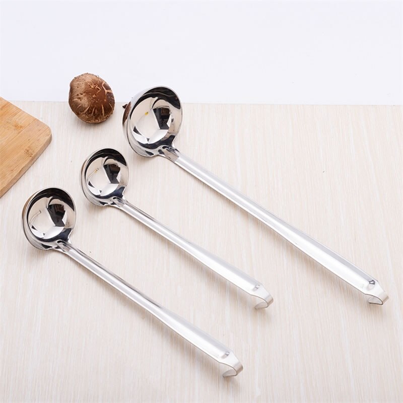 QueenTime-cucharón para sopa de acero inoxidable con mango largo, cuchara agitadora, utensilios de cocina para cocinar, cucharas duraderas para salsa y comida