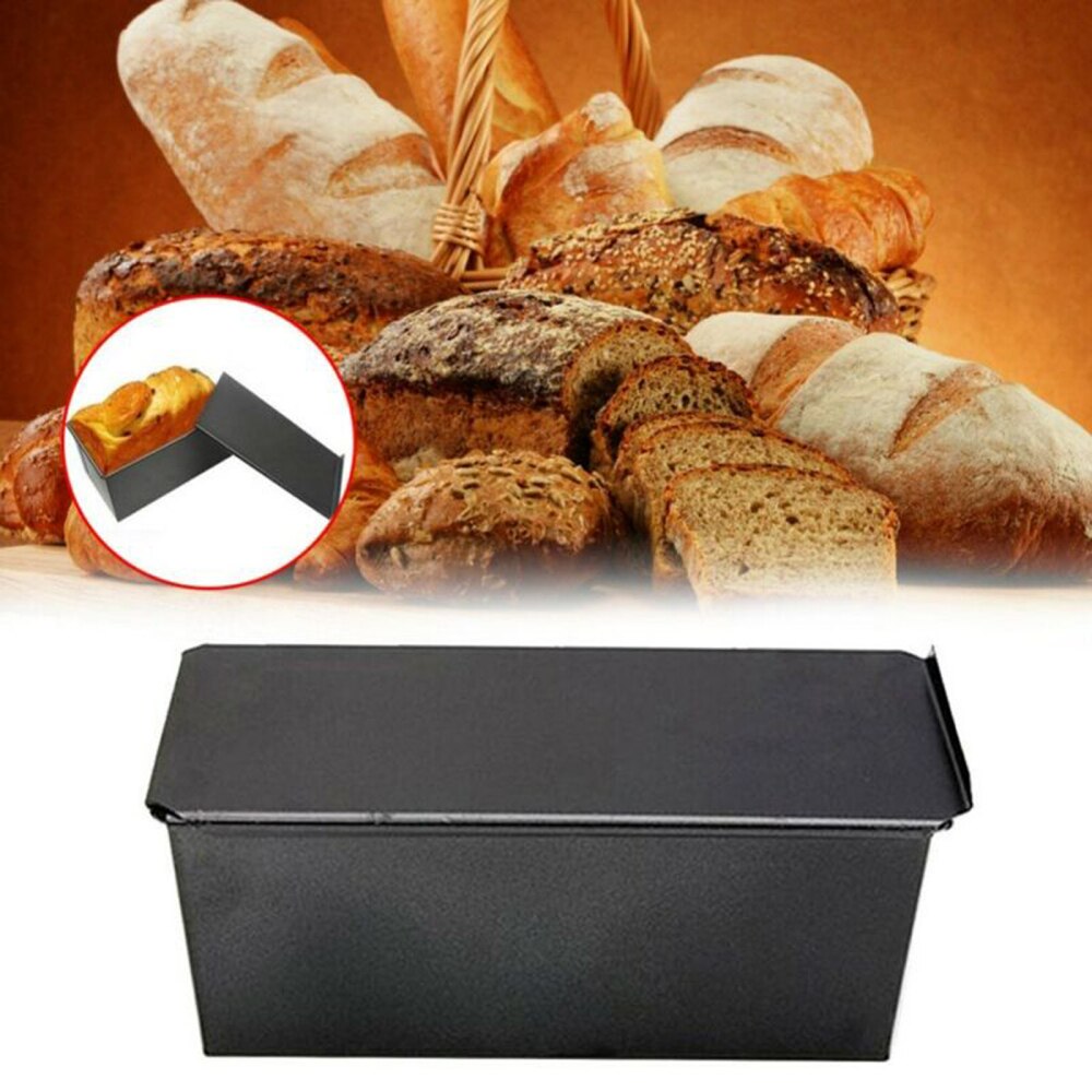 With Lid Pot Mold Bread Tin Baking Tray Aluminum Alloy Rectangular Black Easier Film Removal Kitchen Supplies Toast Box