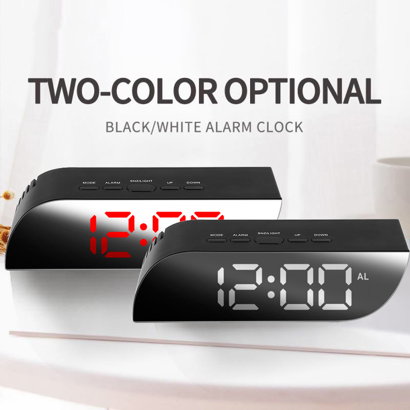 To-mode digitalt led stort vækkeur keystone spejl tid temperatur display vækkeur bord ur digital alarm