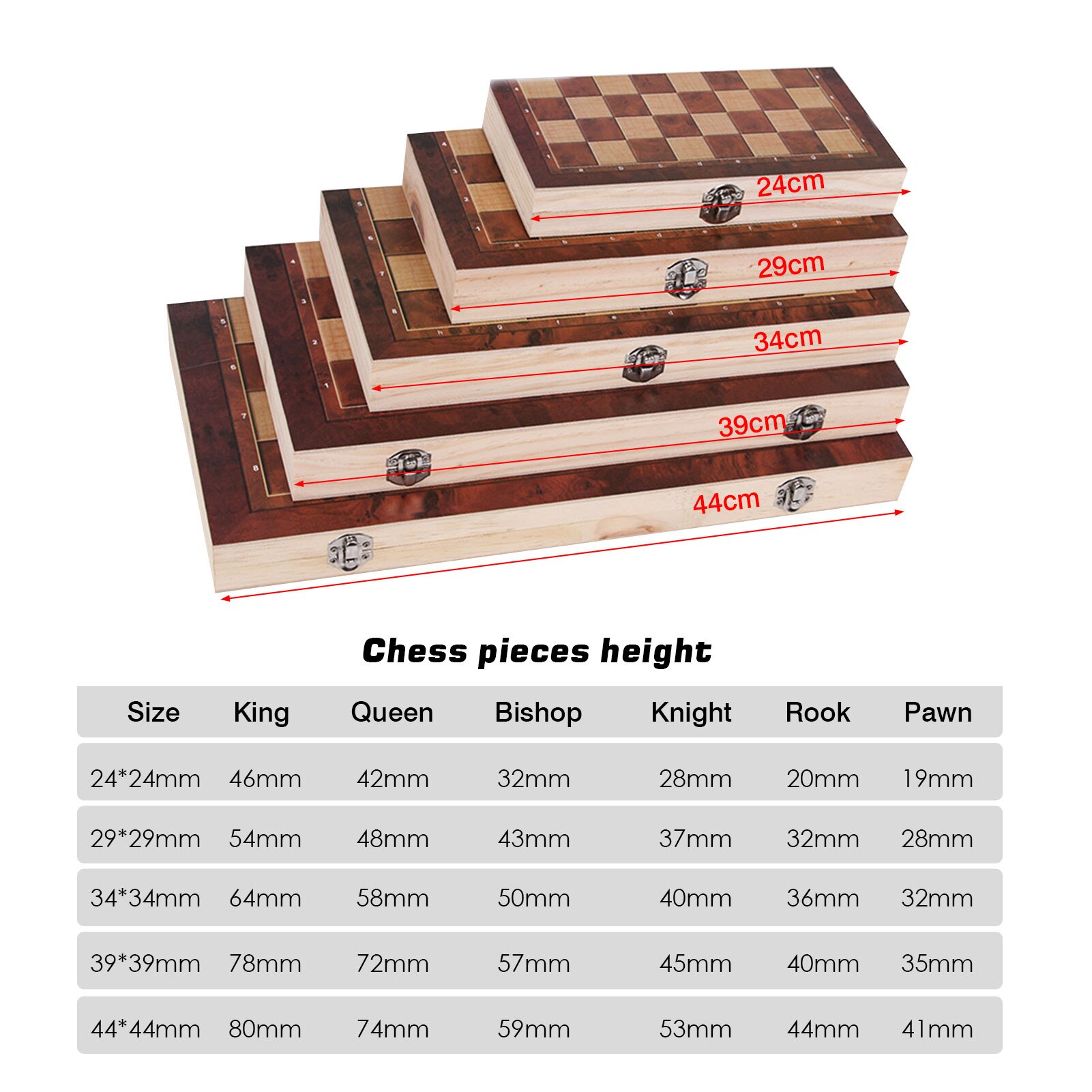 3 in 1 Chess Set Wooden Chess Game Backgammon Checkers Indoor Travel Chess Wooden Folding Chessboard Chess Pieces Chessman