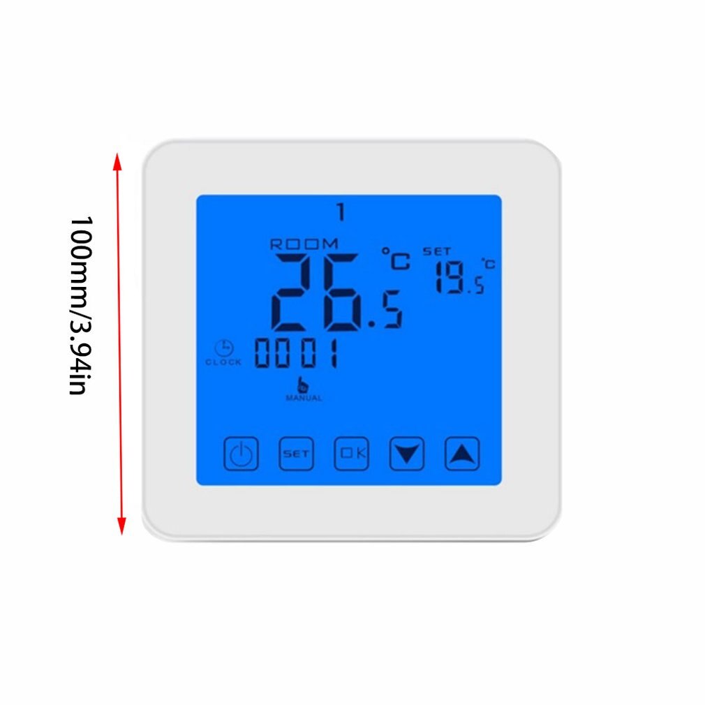 Large Touch Screen Programmable Electric Heating Thermostat Carbon Crystal Wall Warm Thermostat Smart Home Supplies HY08BW