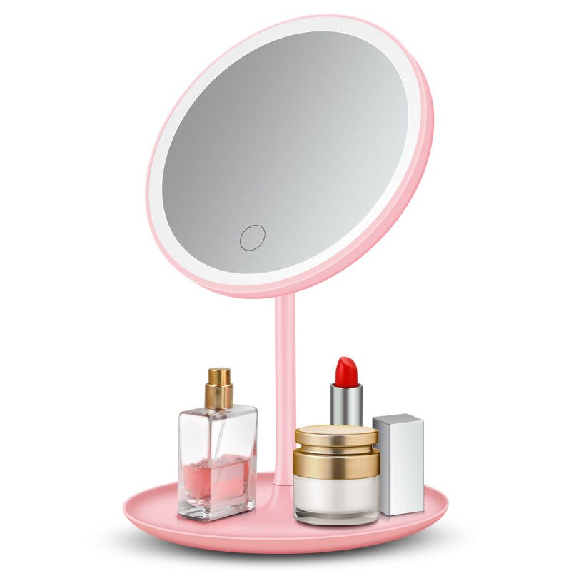 LED cosmetic mirror desk with lamp dormitory dressing mirror easy to fill with light makeup mirror