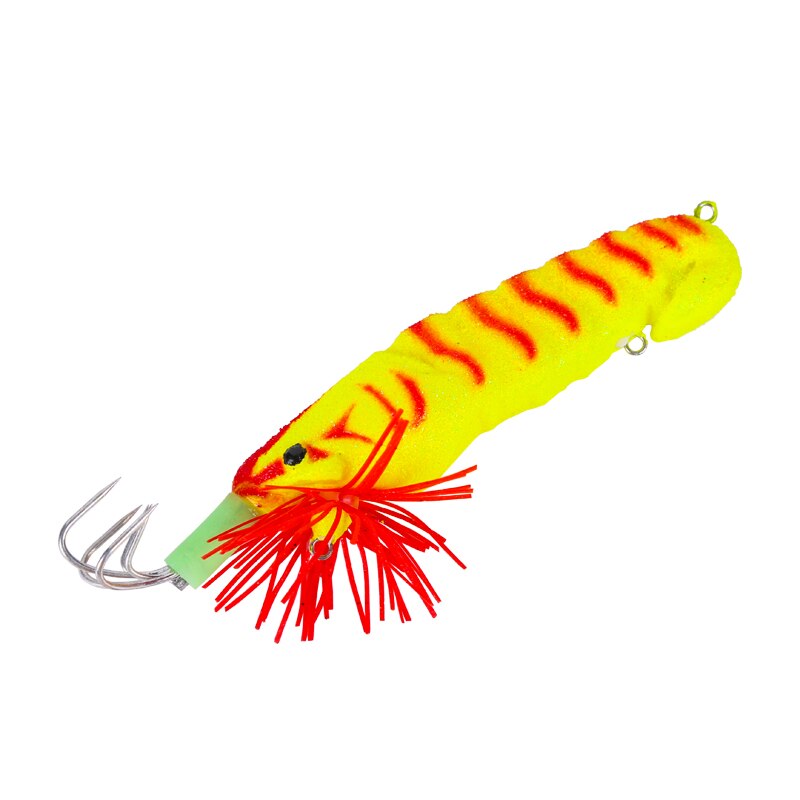 FSDZSO appât de calmar crochet de calmar leurres de crevettes en bois gabarits appât de seiche Simulation réaliste Silicone poulpe appât pêche: Black