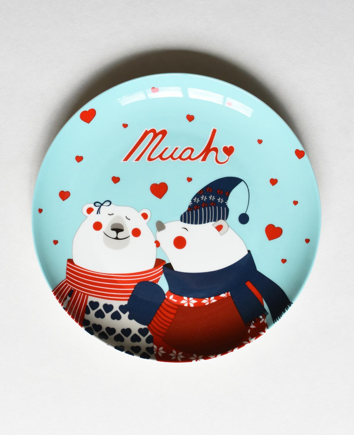 Assiette en céramique de noël, 2 pièces, dessin animé, peint à la main, assiette à steak, assiette à fruits, porcelaine occidentale