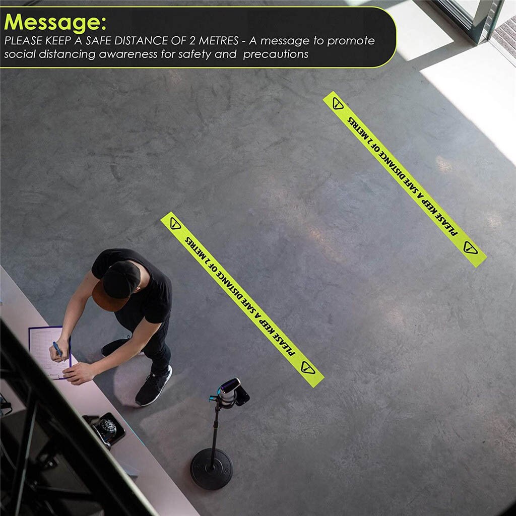 Please Keep A Safe Distance Of 2 Meters Warning Sticker Adhesive Tape Floor Marking Tape Social Safe Distancing Workplace Safety