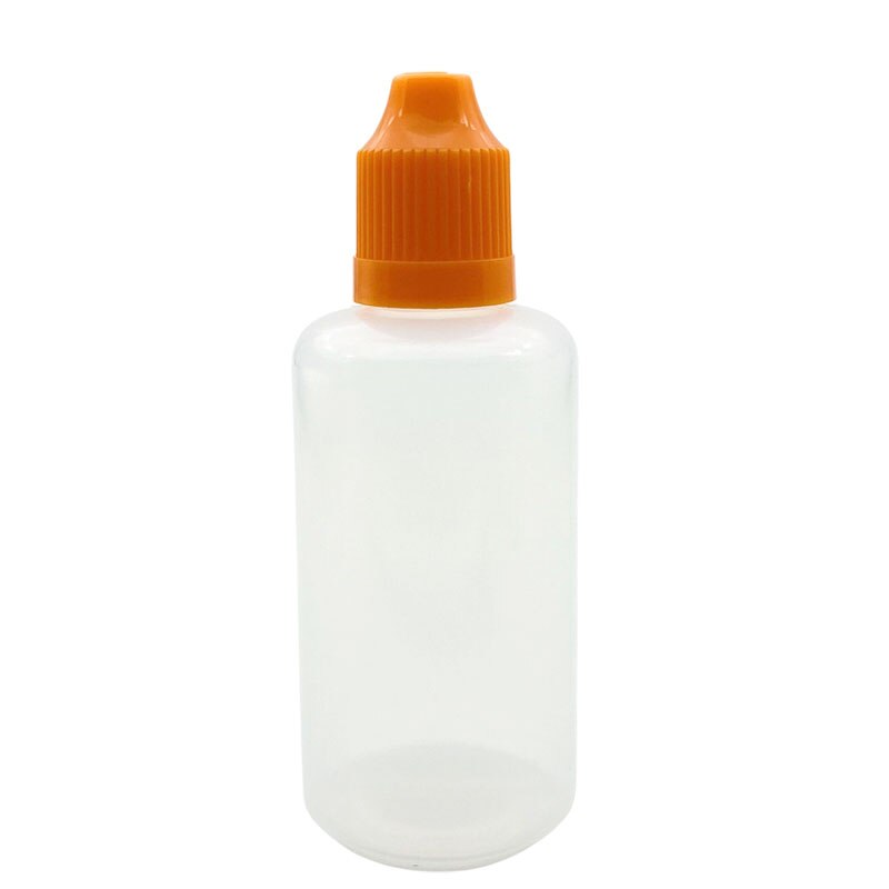 100pcs 10ml PE Plastic Needle Bottle Refillable Empty E Liquid Dropper Bottle With Childproof Cap Squeezable Soft Vial: Orange Cap