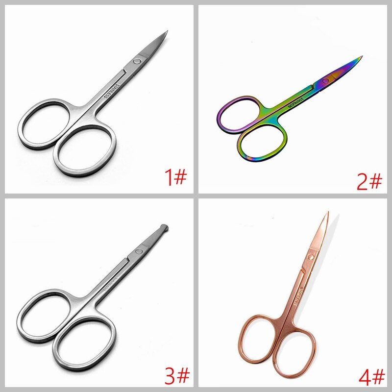 Tijeras de manicura para cutículas, tijeras de acero inoxidable para maquillaje de uñas, redondas y afiladas, para cejas, pequeñas, microherramientas cosméticas