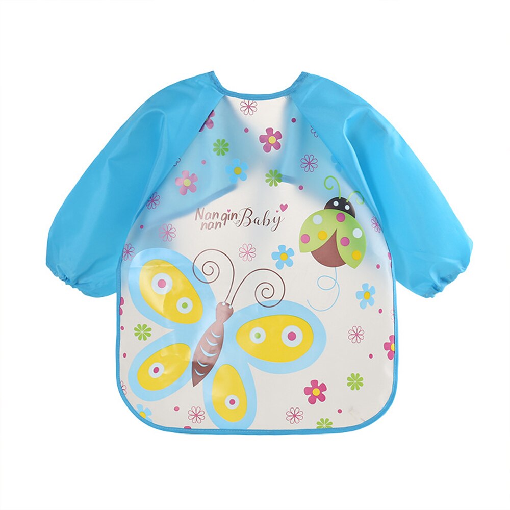 Barnas lange ermer fôringe kittel servering wearbaby smekker eva gutt spise klær baby forkle baby vanntett kjeledress: 01- sommerfugl