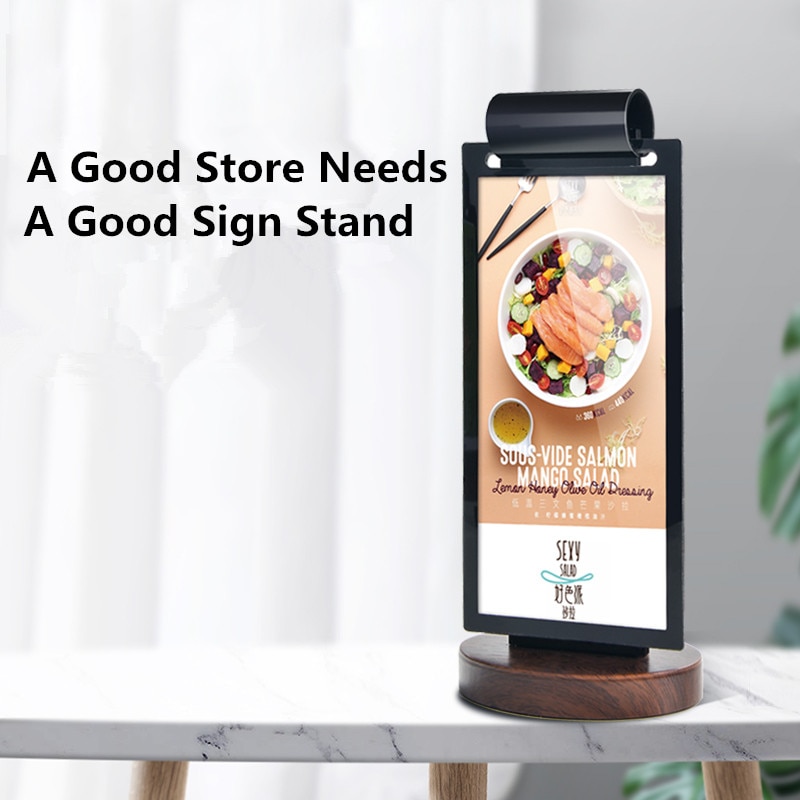 A6 Double Side Wood Table Top Restaurant Menu Display Stand Ad Frame Sign Card Holder Stand