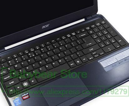 Laptop Keyboard Cover for Acer Aspire E 15 - Ultra-thin Silicone Protector - Waterproof & Dustproof: All Black