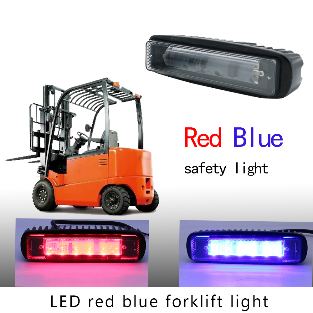 2pcs 18W Blauw/rode LED Lange strip Vorkheftruck type Veiligheid Licht Spot Light Magazijn Veilig Waarschuwingslampje 10-60V LED