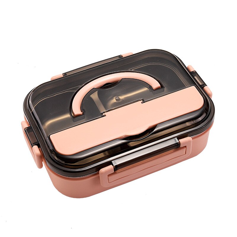 Portable 304 Stainless Steel Insulation Lunch Box reheatable lunch box student office worker's lunch locker lunch box: pink / 3 grids1000ml S
