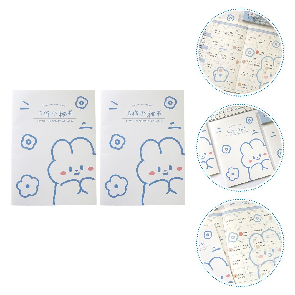 2Pcs Student Schedule Planner Annual Plan Notebook Appointment Notepad Lovely Notebook