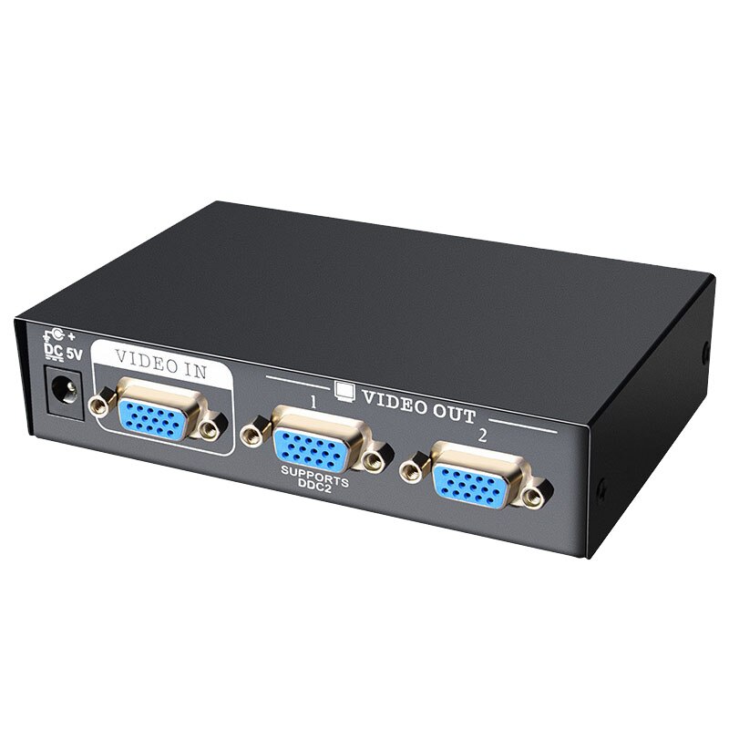 VGA Splitter 1 in 4 out VGA Video Splitter 1x2 1x4 with AC Adaptor 1 to 4 VGA Duplicator 220MHz Bandwidth for Screen Duplication