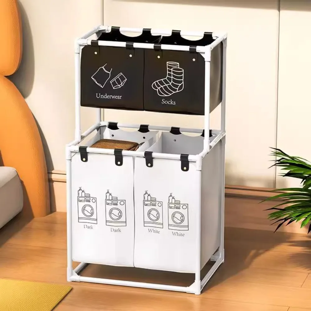 Grote wasmand Opvouwbare rasterorganizer Mand 2-laags verwijderbare waterdichte vuile klerenorganizer Wasmand voor thuis