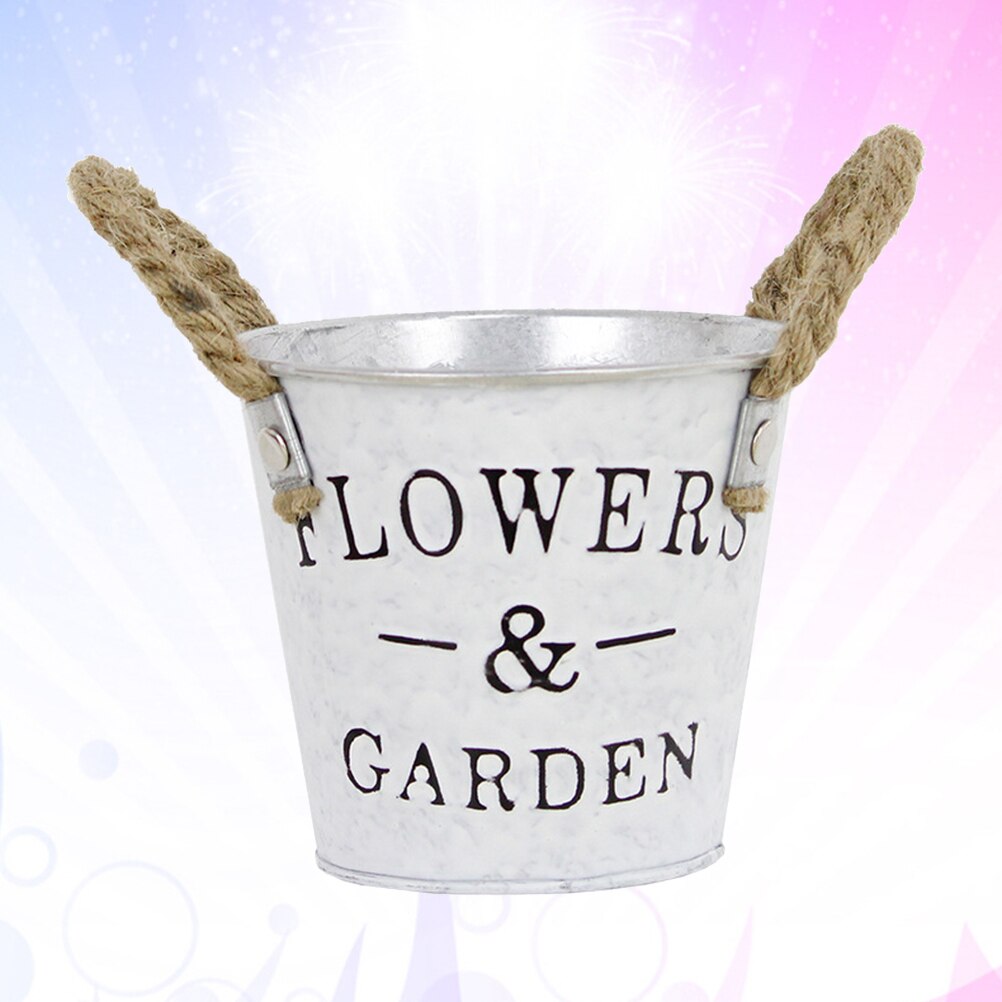 1Pc Emmer Duurzaam Praktische Decoratieve Ijzeren Bloempot Desktop Ornament Gieter Bloem Emmer Voor Tuin Koffie Thuis