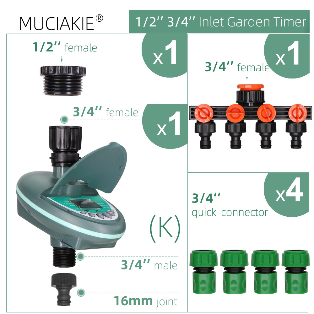 Garden Irrigation Timer LCD Display Watering Controller Weekly Daily Programming Greenhouse Potted Plants Automatic Sprinklers: Brown