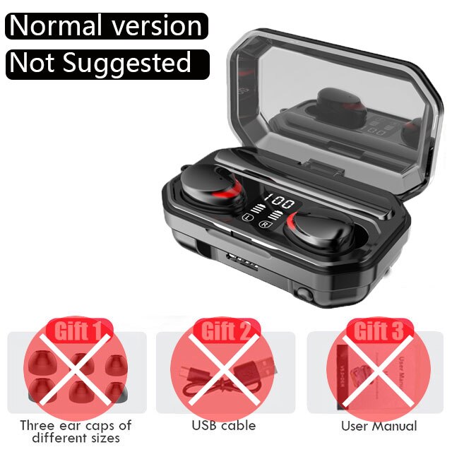 Cuffie senza fili TWS auricolari Bluetooth 3500mAh sport cuffie impermeabili HiFi 9D Bass auricolari Stereo con microfoni: Low version