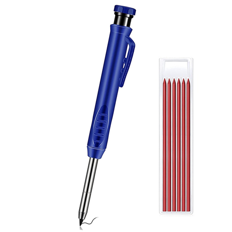 Solid Carpenter Pencil Set Leads Built-in Sharpener Deep Hole Mechanical Marker Marking Pen Tool: Green