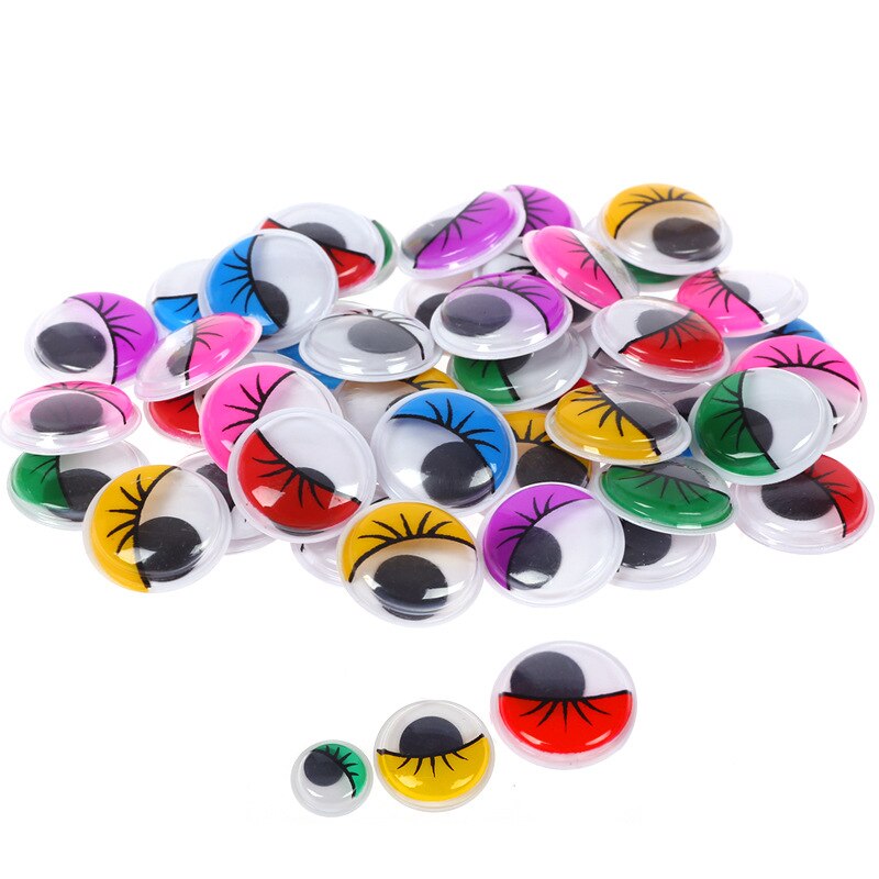 movable self-adhesive eyes hand DIY with eyelash beads attached black white eye clay accessories kid hand material BS93