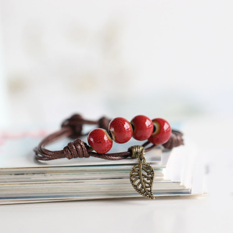 Pulsera de Cerámica con Cuentas - Cuentas Redondas - Estilo Vintage - Joyería para Mujer