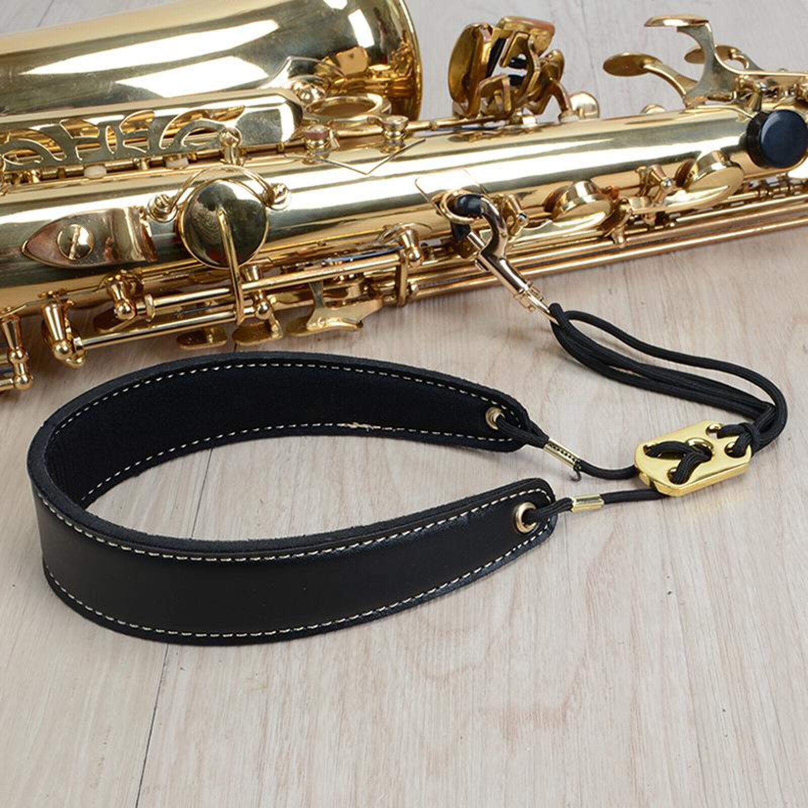 Alça de saxofone soprano alto, cinta de pescoço, couro macio, borracha acolchoada