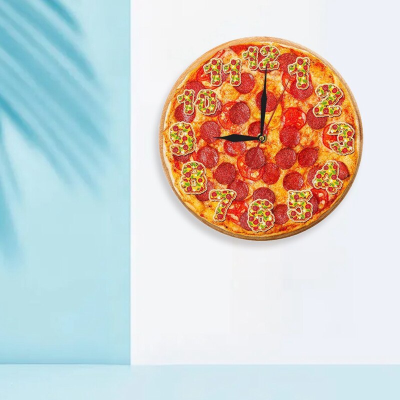 Simulation Pizza Wall Clock Western Food Shop Pizza Shaped Clock Color Picture Series Digital Clock