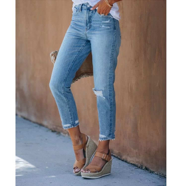 Women's Jeans Ripped Holes Women's Jeans Women Denim Jeans