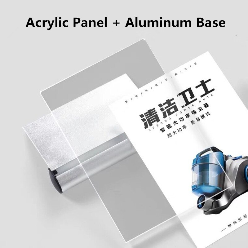 A4 L Shape Aluminum Base Acrylic Price Label Holder Desk Display Stand Menu Holder Paper Card Poster Display Frame