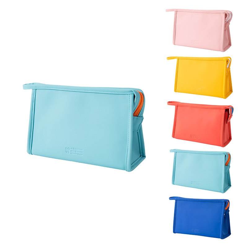 Vrouwen Cosmetische Tas Pu Lederen Waterdichte Rits Reizen Wassen Make Organisator Make Up Bag Pu 1Pc Grote Beauty Case: Light Blue