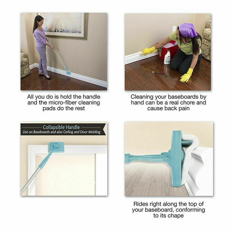 Plint Uitschuifbare Cleaning Microfiber Stofdoek Buddy 360 Graden Swivel-Action Hoofd Multi-Gebruik Schoon Mop Thuis Keuken Schoner