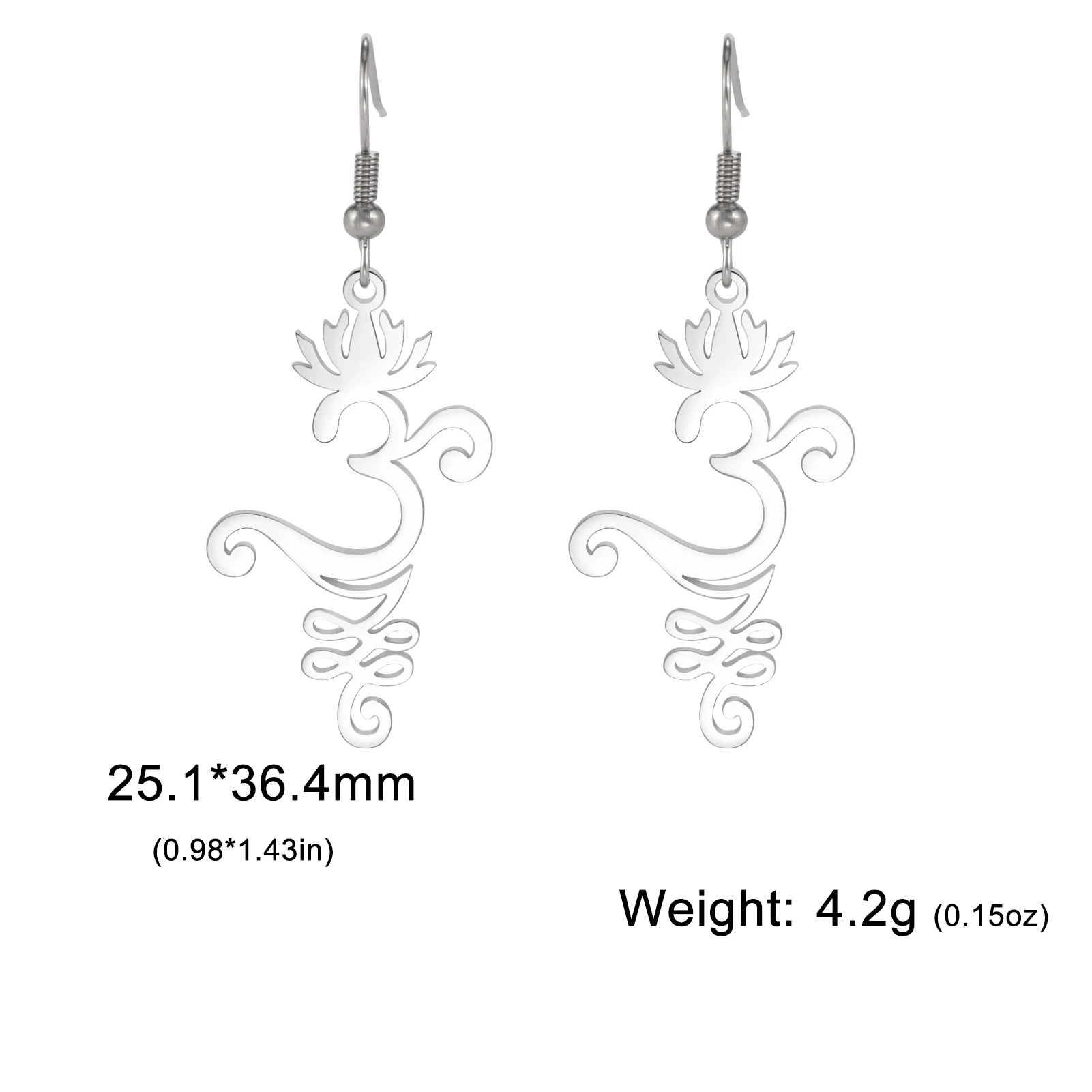 Skyrim Unalome Pendientes colgantes de flor de loto de acero inoxidable, colgante de budismo de Yoga, pendiente de gota, joyería espiritual, para mujeres: Color amarillo dorado claro