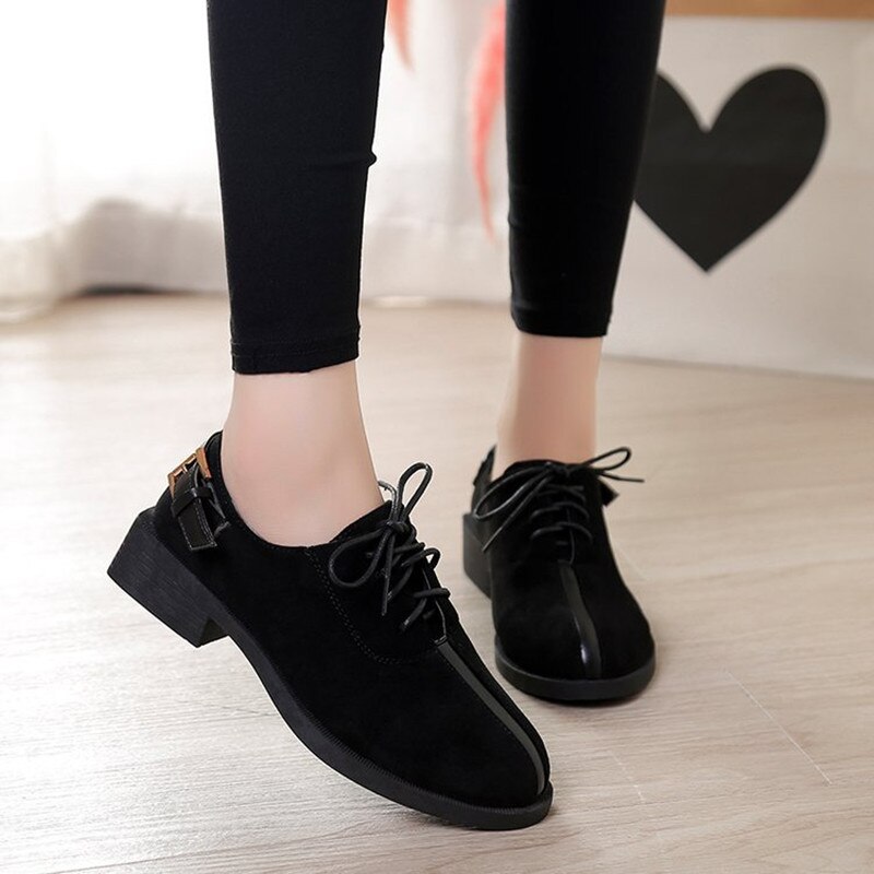 Xiaying smil kvinner pumps sko fritidssko kvinnelig retro spenne flock sko kvinner suqare hæl snøre pumps sko