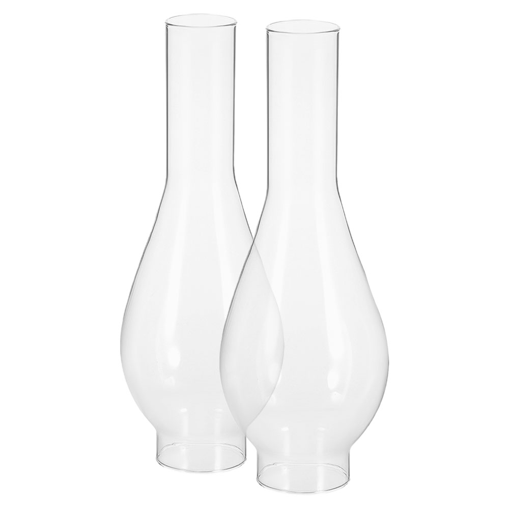 2 Pcs Glass Oil Lamp Chimney Antique Clear Kerosene Lamp Shade Replacement Vintage Lantern Covers Lighting Accessories